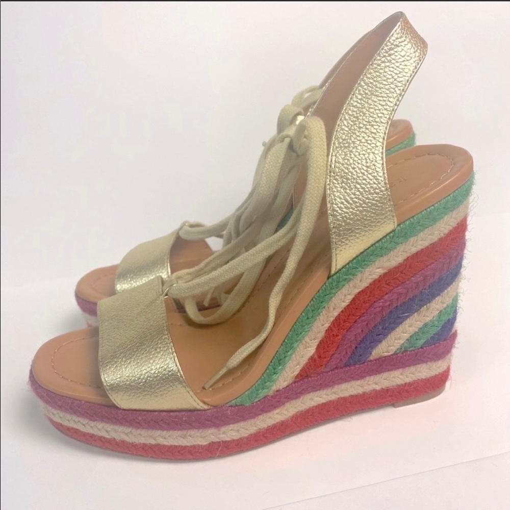 NEW Kate Spade Wedges Espadrilles Daisy Rainbow 8